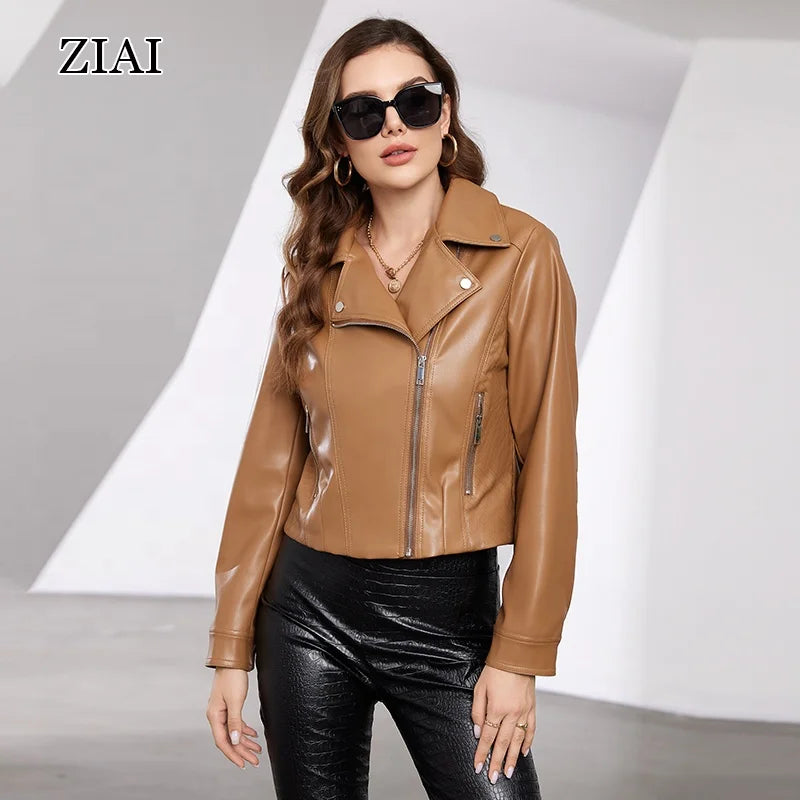 Women Winter Jackets Female Black Motorcycle PU Leather Jacket Plus Size Coat Luxury Clothing Autumn Custom Outdoor