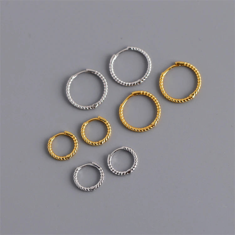 New Trendy Twisted Chain Hoop Earrings 18k Gold 925 Sterling Silver Fashion Geometric Round Huggie Hoop Earring Women