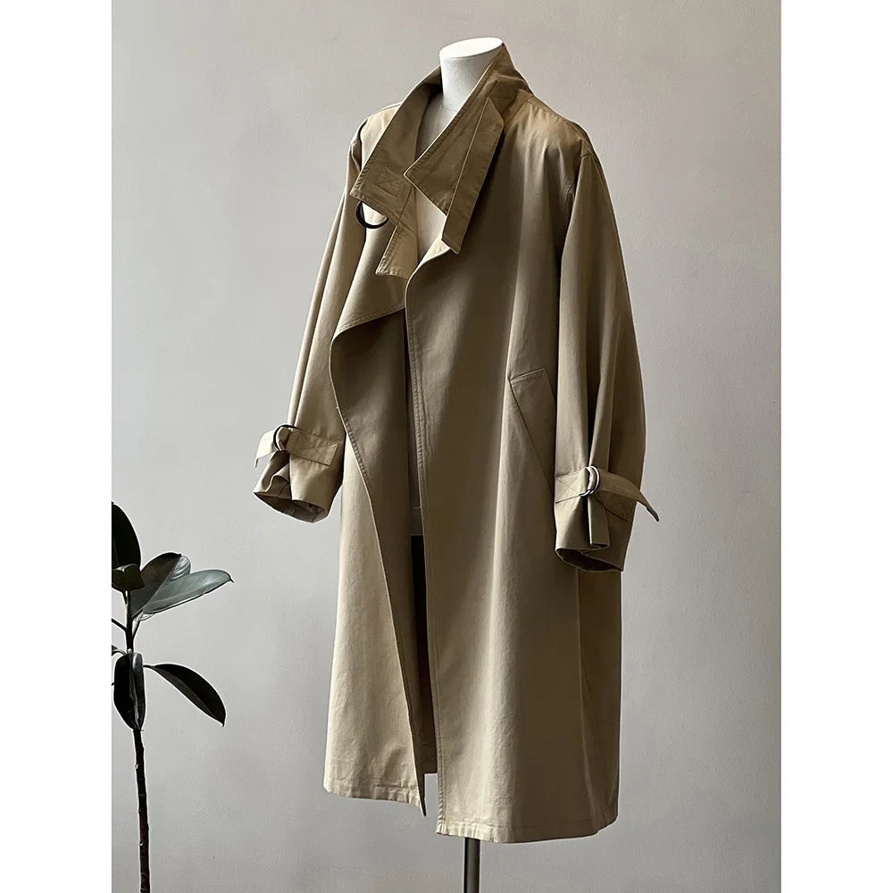 Boutique Wholesale 2026 Autumn New Fashionable V-neck Design Sense Loose Long Casual Women's Trench Coats