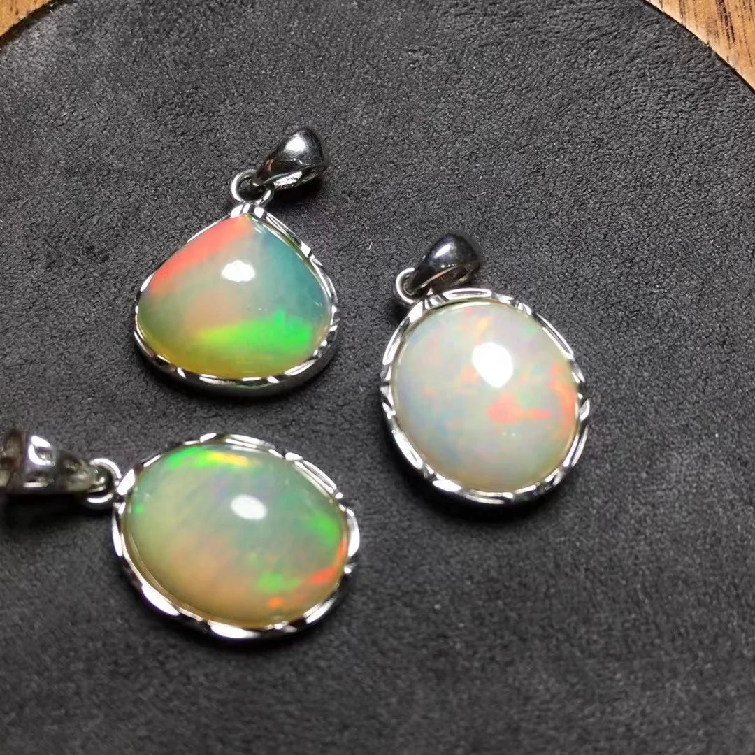 Hand Made 925 Sterling Silver Fine Jewelry Crystal Healing Stone Large Natural Opal Charm Pendant