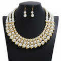 LYX311 New Design Fashion Pearls Jewelry Set Women Multi Layer Pearls Necklace Earrings Set Jewelry