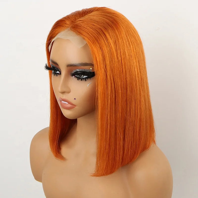 Ready Ship Cuticle Aligned Indian Virgin Hair Human Hair Transparent Lace 13*4 Straight Bob for Wig for Black Women 180% Density
