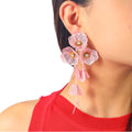 Luxury Fine Jewelry Trendy Stud Type Pear Diamond Main Stone Earrings Sweet Personality Geometric Zircon Flower Petal