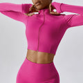 Long Sleeve Women Yoga Wear Running Crop Short Jacket Solid Color Fitness Sport Clothing Autumn Apparel Jackets Custom Own Logo
