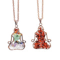Wholesale Bronze Natural Stone Gravel Healing Crystal Chakra Humanoid Pendant Necklace with Chain Quartz Gemstone Jewelry