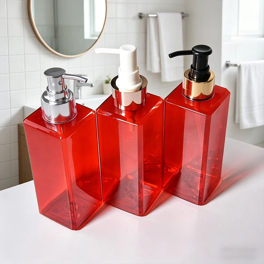 Empty PETG Square Shampoo Bottles Refillable Plastic Shower Gel Bottle High Capacity Cosmetic Skincare Packaging Containers