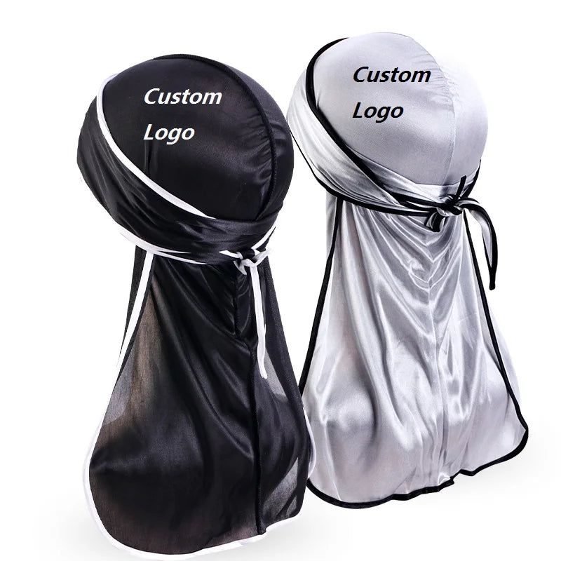 Multicolor Custom Two Pieces/Set Fashion Du Rags Soft Comfortable Headwraps Unisex Nylon Satin Durags