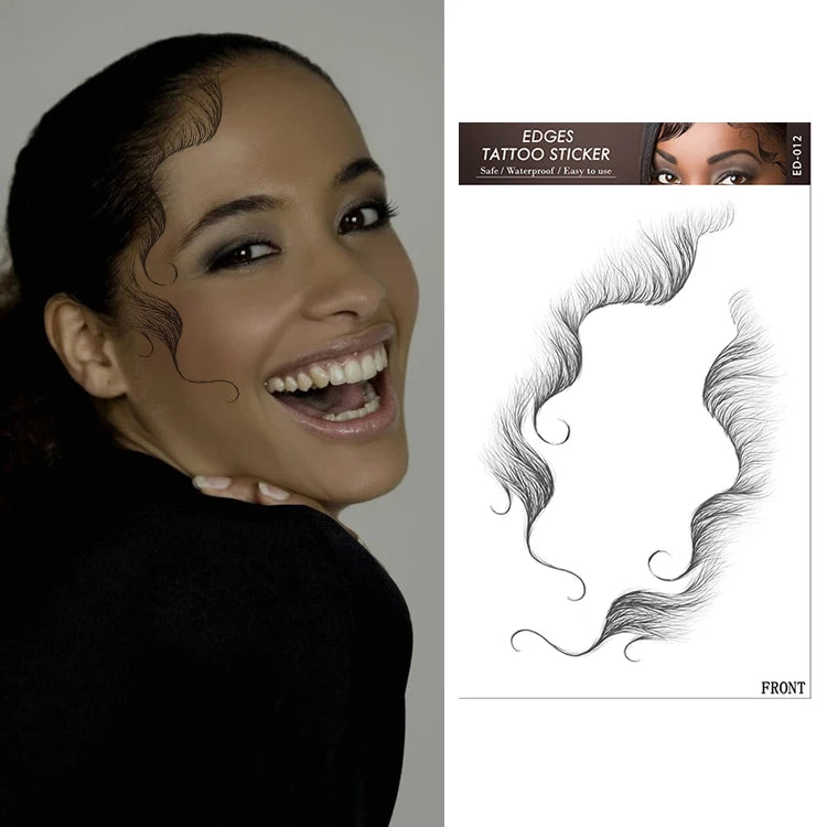 2022 Hair Pony Tail Styles Tattoo Sticker Temporary Face Tattoo Sticker Template Edges Bangs Tattoo Sticker