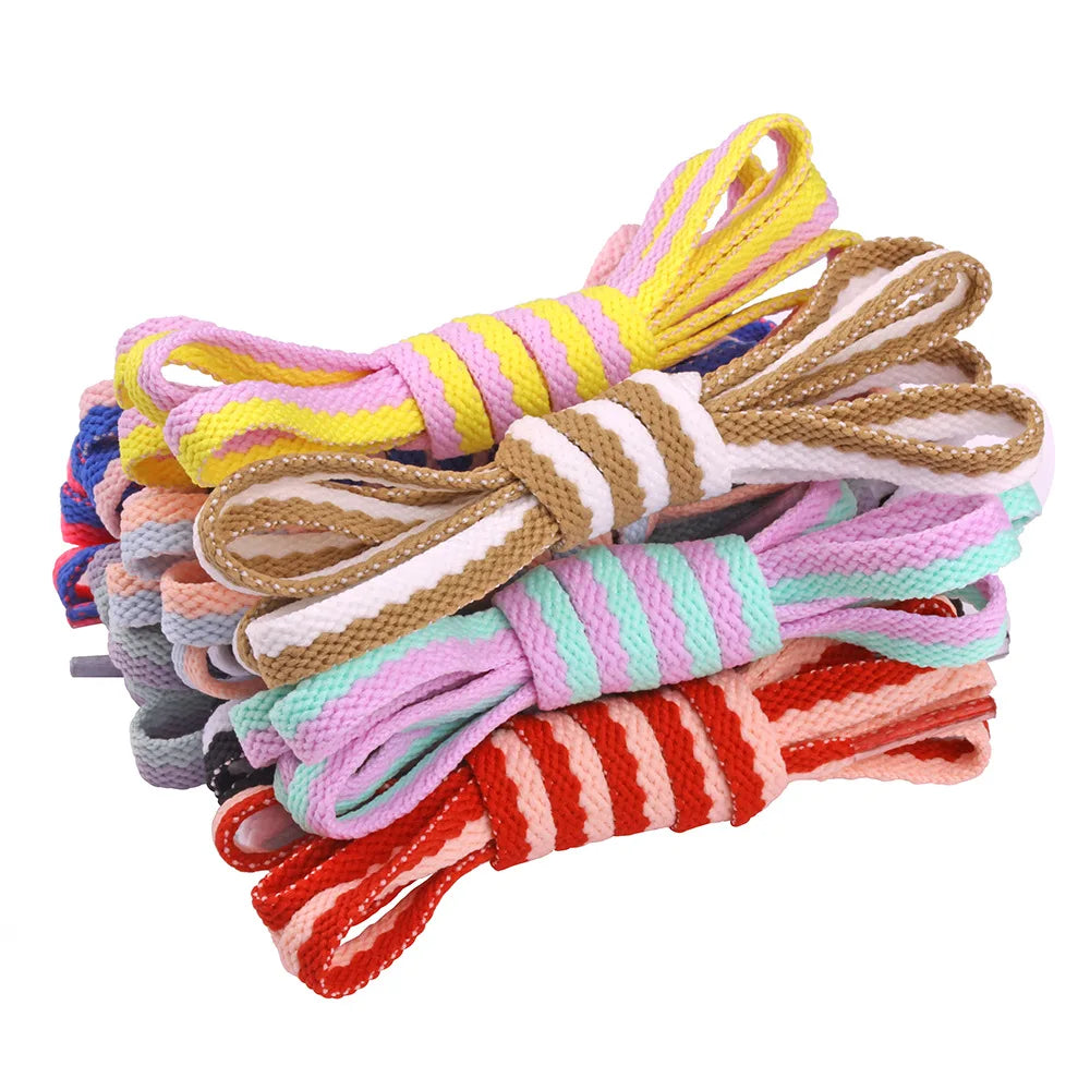 Fashion Colorful Flat Shoelaces 8mm Polyester Assorted Colors Replacement Shoelaces for Sneakers MegaBDM