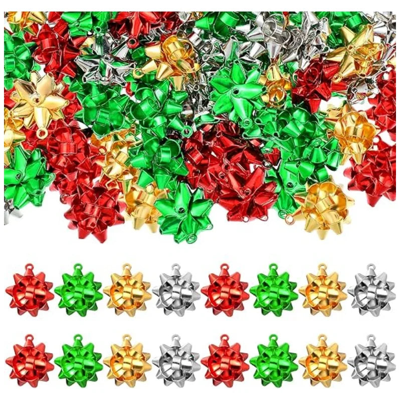 Hot Sale 25PCS Red Green Christmas Bow Charms Pendants for DIY Earring Bracelet Necklaces Holiday Clothes Sewing Decoration