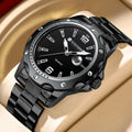 Men's Stainless Steel Watch Fashionable Black Large Dial Diver Series Calendar Business Leisure Water-resistant Quartz Watch