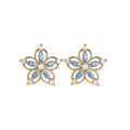 925 Sterling Silver Hollow Crystal Flower Earrings 14k Gold Plating Stud Earrings Women Fashion Small Fresh Banquet Jewelry