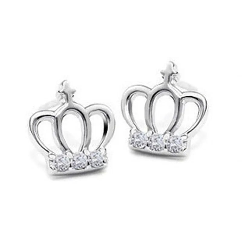 FY-ED04 New Hot Fashion 925 Sterling Silver Crystal Crown Earrings for Women Girls Gift Fashion Statement Jewelry