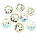 10pcs/lot 28x25mm Cute Panda Charms Pendant Enamel Metal Small Charms Necklace Bracelet DIY Jewelry Making Accessories