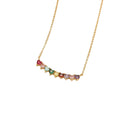 Ins Cute Fashion Copper Micro Inlay Heart Birthstone Collarbone Chain Gold-plated Rainbow Colorful Diamond Necklace