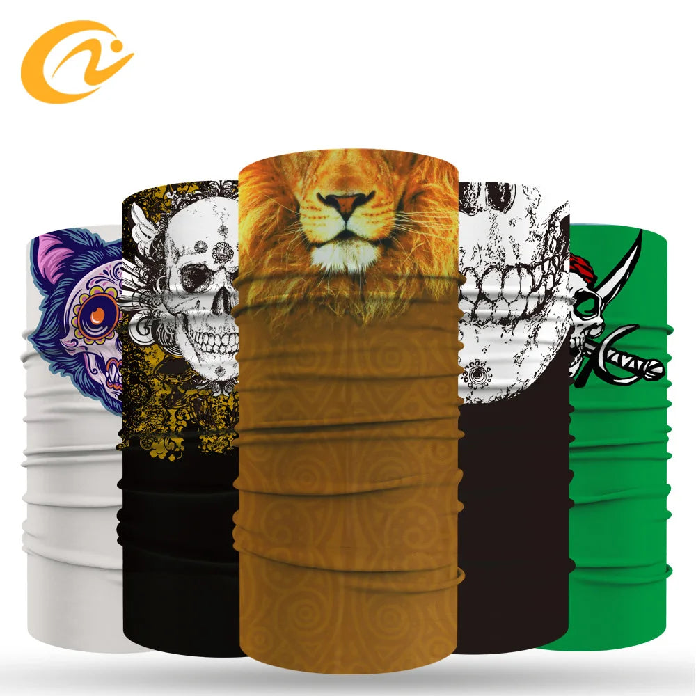 Wholesale Cooling Custom Print Animal Seamless Face Mask Neck Gaiter Sun Protection UPF 50 Versatile Ice Silk Bandana for Men