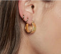 Stainless Steel Vintage Chunky Gold Hoop huggies Thick Huggie Hoops Simple Small Gold Wide Hoop Earrings
