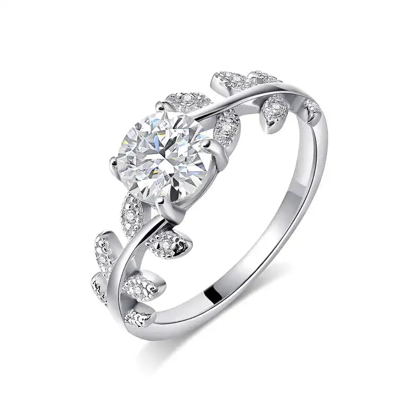 Newest Designer GRA Certificate D Color Moissanite 925 Sterling Silver Laurel Twig Four Claw Rings Women Engagement Fine Jewelry