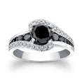 CAOSHI Black White Fashion Statement Design Jewelry Round Gems Zircon Rings Women Girls Chic Dainty Crystal Rings