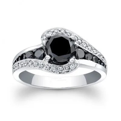 CAOSHI Black White Fashion Statement Design Jewelry Round Gems Zircon Rings Women Girls Chic Dainty Crystal Rings