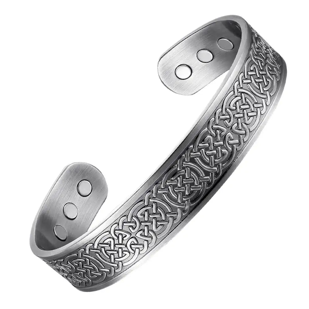BioMagnetic Jewelry C Cuff Bangle Men's Vintage Anti-Silver Plated Viking Copper Bracelet Geometric Design for Daily Wear Health