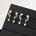 New Korean Trendy Design Fashion Wedding Party Engagement Jewelry 18K Gold Plated Stainless Steel Moon Star Drop Stud Earring