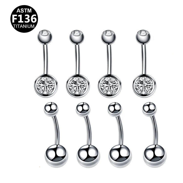 Gaby New Sale G23 Titanium Internal Thread Crystal Belly Rings Titanium bar Star Belly Piercing  Wholesale Piercing Jewelry