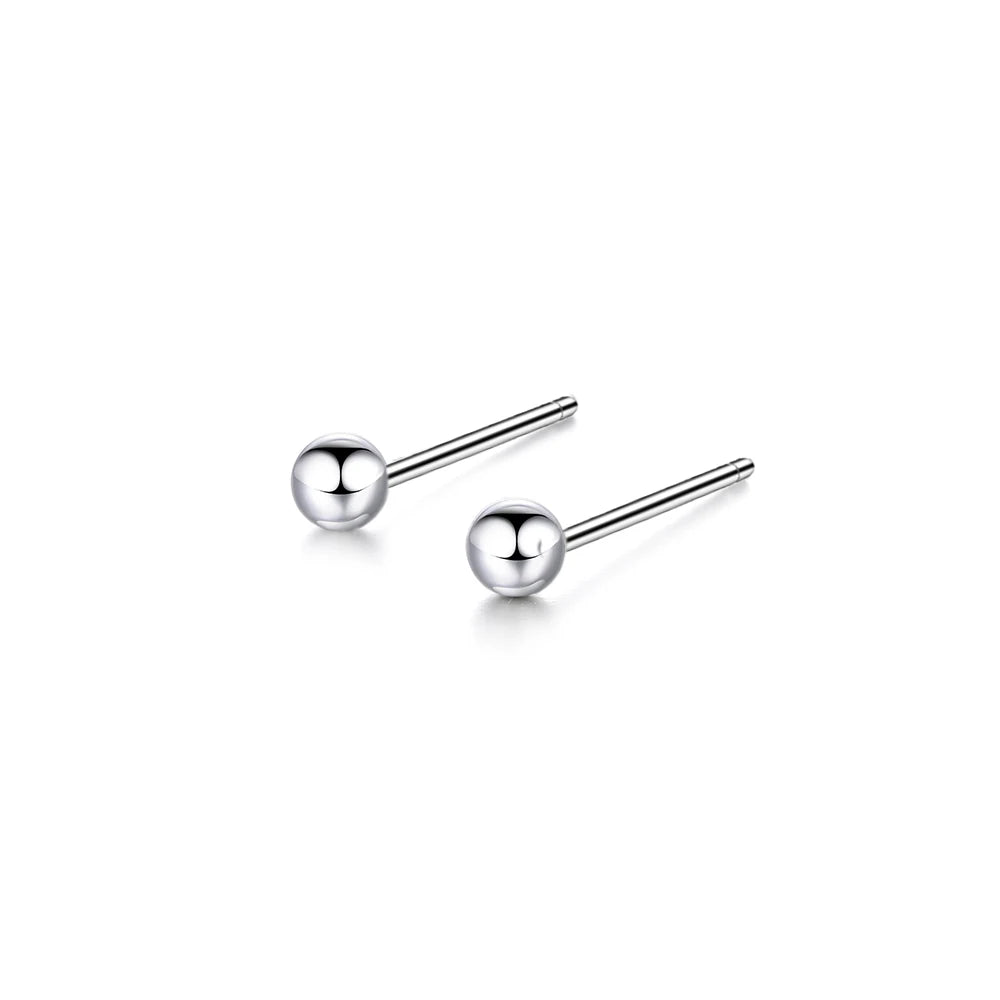 Trendy 316L Stainless Steel 14K Gold Simple 3mm Spherical Round Ball Stud Earrings for Anniversary Occasions