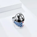 Fashion Jewelry Wear Rings Stainless Steel Stars and Stripes Engrave Skull Cool Rings Wholesale for Men