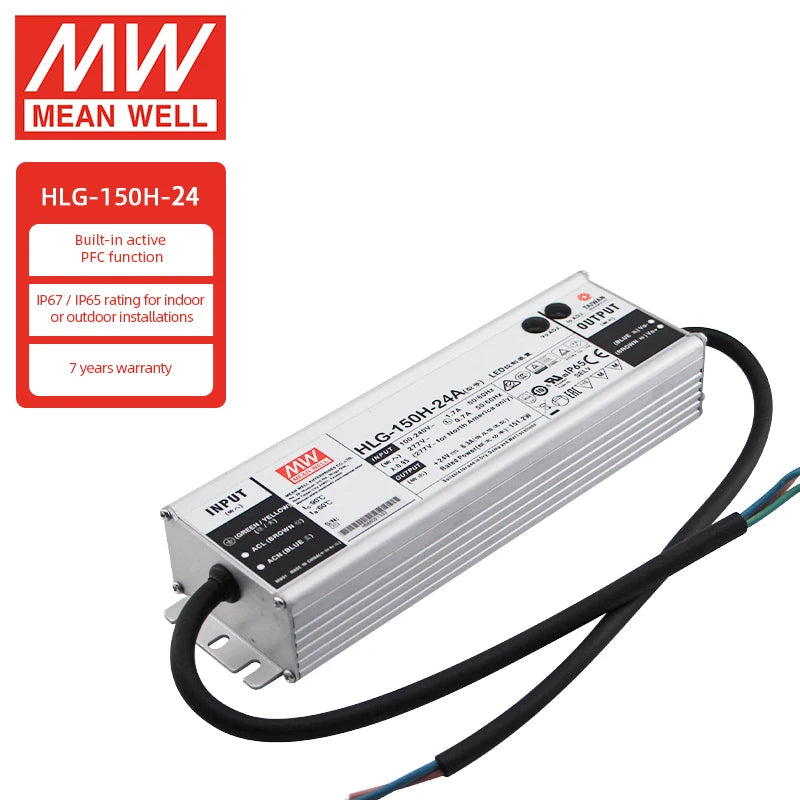 Mean Well HLG-150H-24A 150W Constant Voltage Constant Current LED Driver 24V Power Supply
