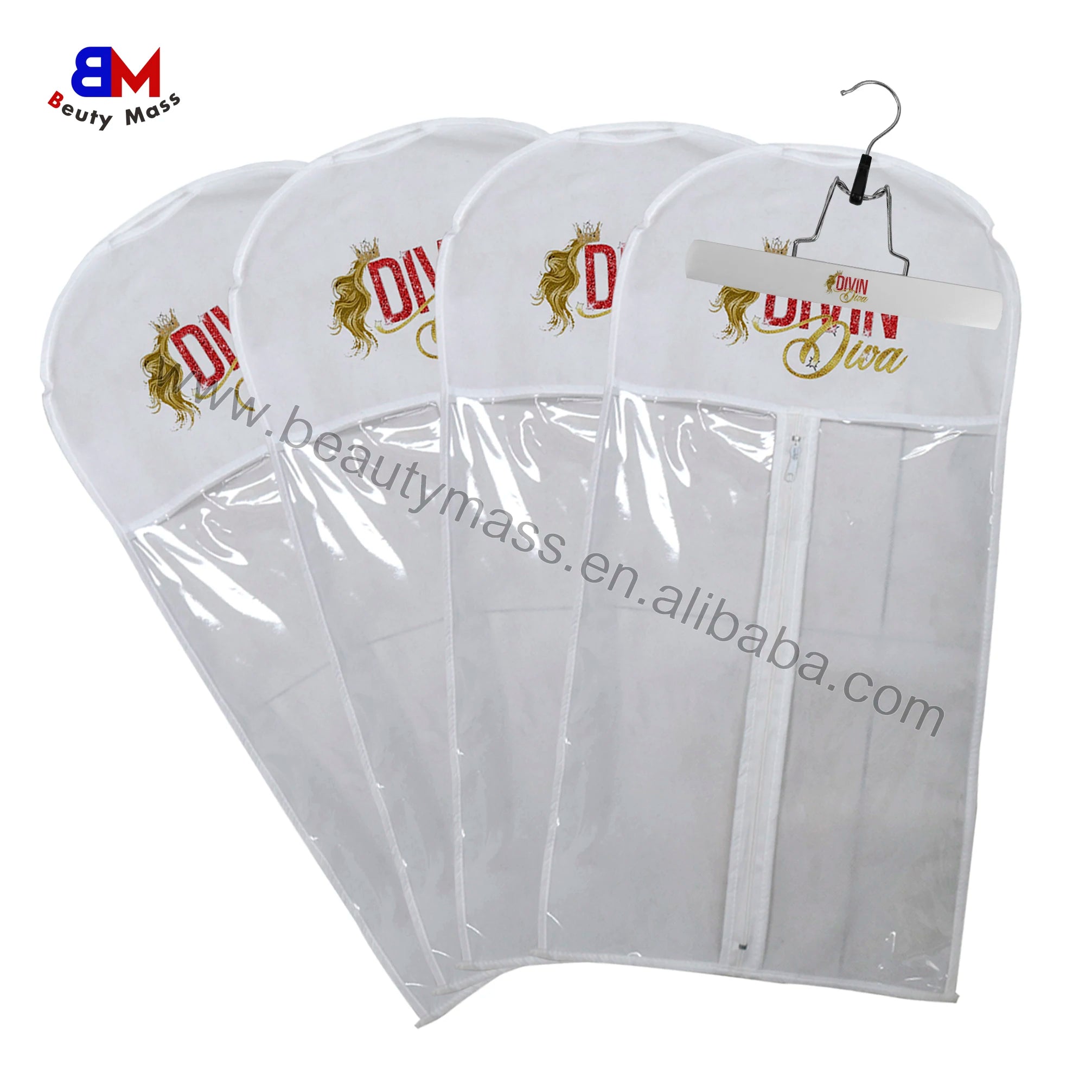 Hot Sale Custom Non Woven Hair Extension Wig Hanger Bags Luxury Zip Human Hair Bag Kit