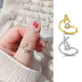 Popular Choice Simple Combination Open Rings Sparkling Diamond Ring Meaningful Silver Gold 26 Letters Ring Gifts for Women
