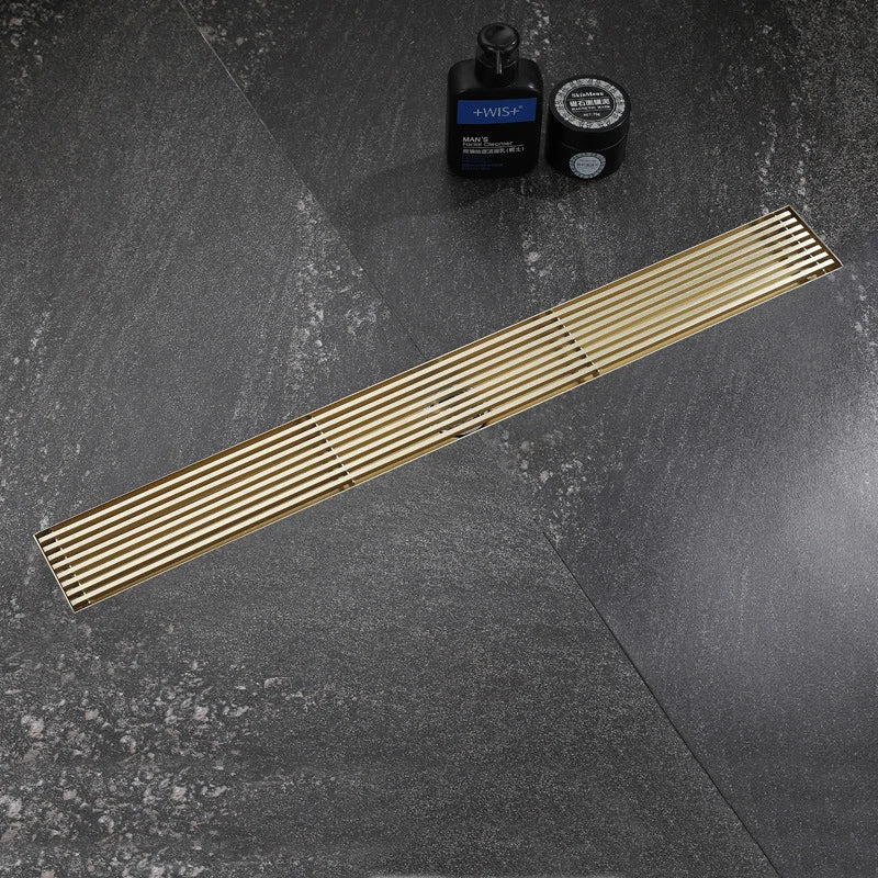 Long Floor Drainer 150cm Anti Odor Brushed Gold Linear Shower Drain Mondeway