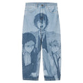 AeeDenim Custom Cartoon Printed Jeans Men's Casual Fashion Graffiti Loose Anime Jeans