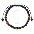 New Design Natural Stone Tiger Eye Rose Quartz Hematite Beaded Cord Adjustable Bracelet Women Men