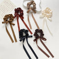 Cute Satin Hair Ribbon Scrunchy Elastic Cloth Bands with Knotted Bow Women's Hair Scruncheis