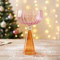 Custom Logo Modern Hand-made Gradient Stripes Glass Cup Scalloped Cocktail Goblet 200-300ml Heat-Resistant for Drinkware MegaBDM