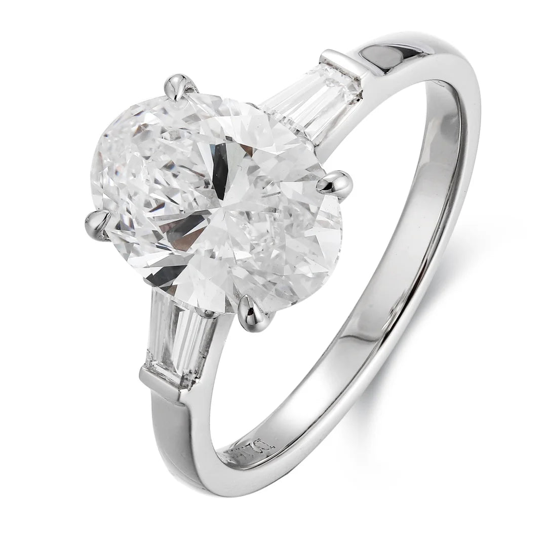 2025 New Fashion Luxury Oval Platinum PT950 Lab-Grown Real Diamond for Certified Engagement Ring Women Luster Jewelry PR1814