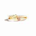 FUAMAY Dainty 18K Gold Plated 925 Sterling Silver Heart Ring Anillo Women Pink Zircon Cross Double Heart Ring