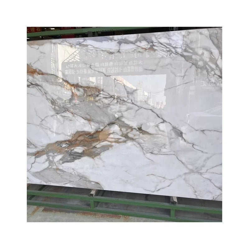 Polished Calacatta Gold Nano Stone Slab for Home Floor and Wall Decor Artificial Stone Nano Glass White Stone Marble