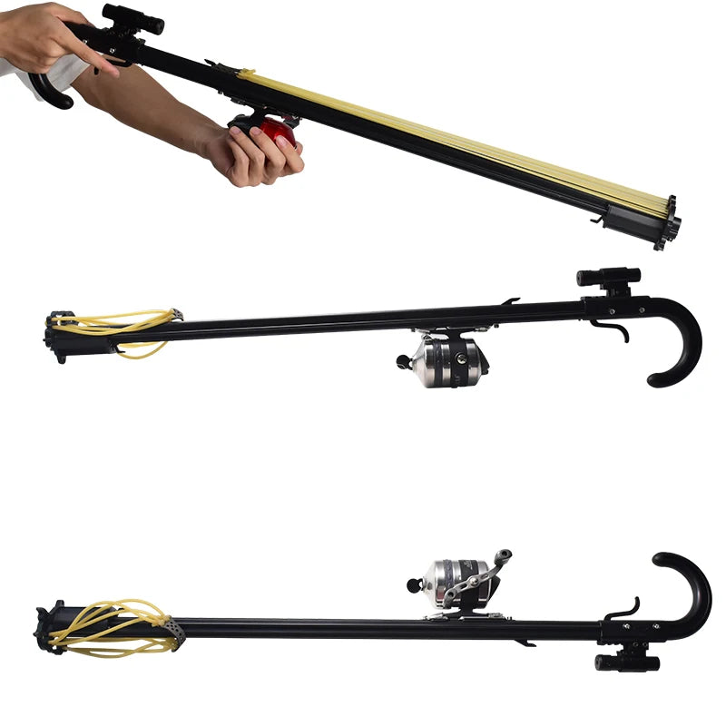 Shooting Fish Slingshot Red and Green Laser Precision Shooting Slingshot Long Rod Slingshot Hunting Outdoors Sling Shot Sets