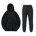 Autumn Winter Fashion Men's Clothing Plus Size Two-Piece Set Lined Hooded Sweatshirt Sweatpants Men's Tracksuits Hoodies Suit