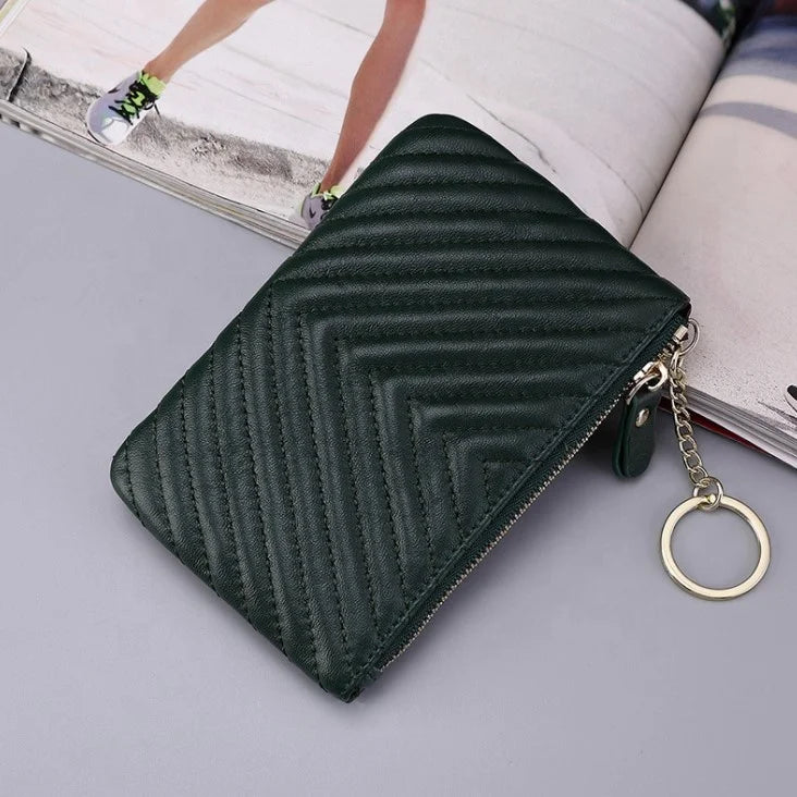 New Arrival Women PU Leather  Wallet Custom Ladies Credit Cardholder Women Zip ID Card Holder Wallet Key Pouch Card Holder