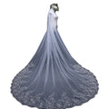 Long European and American Trailing Bridal Veil Wedding Accessories Photo 3 Meters Wide Embroidery Veil With Hair Comb