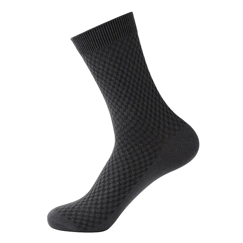 Men's Small Square Bamboo Fiber Deodorant Socks Knitted Casual Business Design with Logo on Body for Spring Season