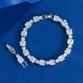 Gorgeous Pink Cubic Zirconia Square Tennis Chain Bracelet for Women Silver Plated Luxury Wedding Party Jewelry Accessories