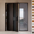 China Yohome Custom Wooden Main Entrance Door for Villa Front Door Pivot Security Exterior Door With Side Glass Lites