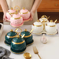 Kitchen Sugar Pots Spice Shaker Jars Sets With Lid Spoon Tray Salt Pepper Set Spice Containers for Condiments