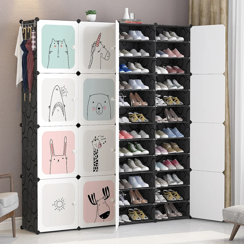 Multi-Tier Extendable Plastic Shoe Rack Cabinet Modern Waterproof Shoe Storage Box for Living Room or Warehouse Use