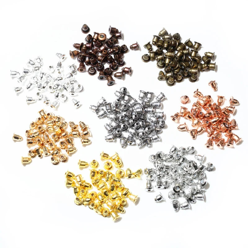 200pcs Bullet Earring Backs Plug Copper/Stainless Steel Metal Earrings Setting Base Ear Studs Back DIY Jewelry Findings